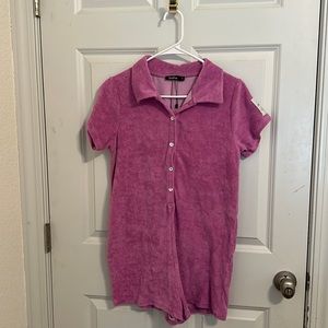 Pink Boohoo Terry Cloth Romper